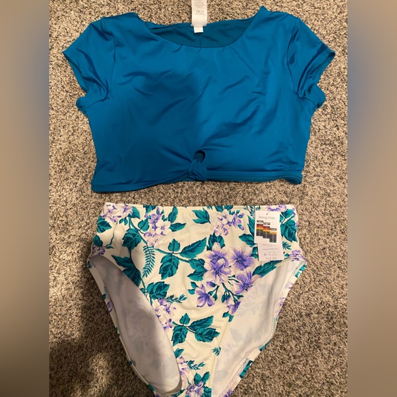 Beautiful pair of mix and match NWT high waisted old the shoulder swim suits - Picture 5 of 10